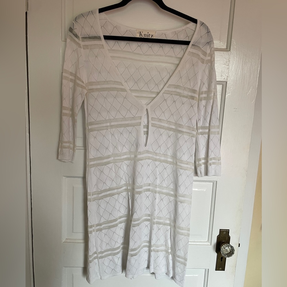 For Love & Lemons Knitz White Knit Dress